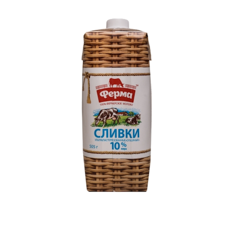 Вершки ФЕРМА ультрапастеризовані 10%, 500г